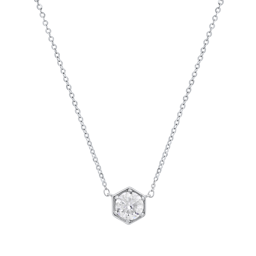 Saffron Hexagon Brilliant Moissanite Diamond Pendant Necklace