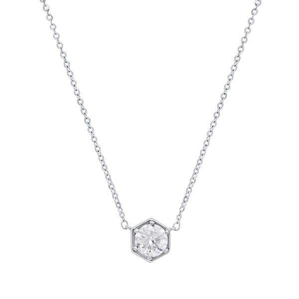 Saffron Hexagon Brilliant Moissanite Diamond Pendant Necklace