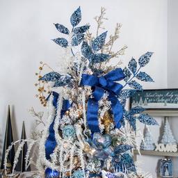Northlight Seasonal 37in. Glittered Blue Fern Christmas Spray