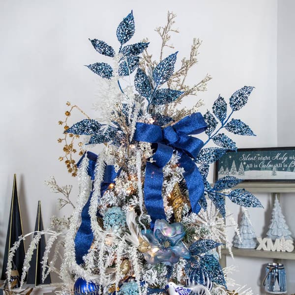 Northlight Seasonal 37in. Glittered Blue Fern Christmas Spray