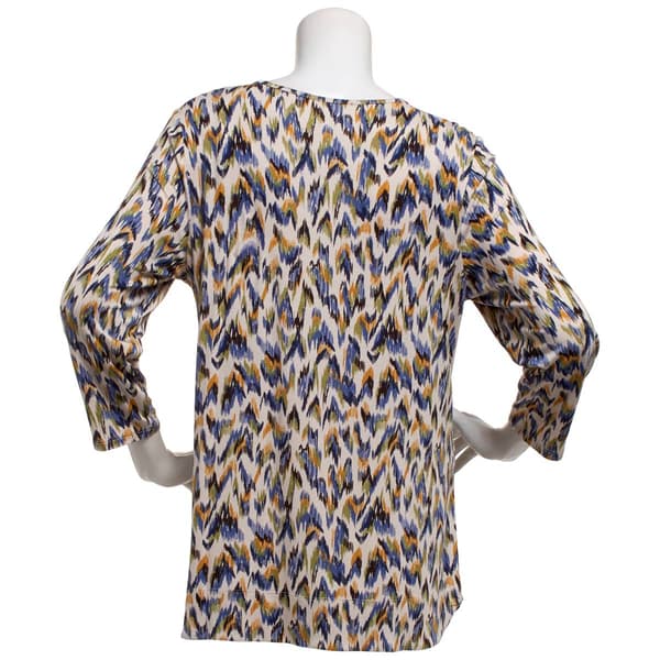 Petite Preswick & Moore®  3/4 Sleeve Abstract Chevron Blouse