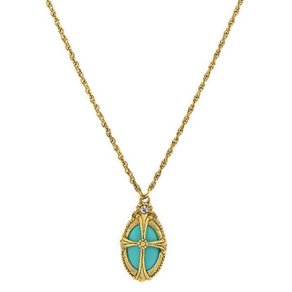 Symbols of Faith Turquoise Pendant Necklace - image 