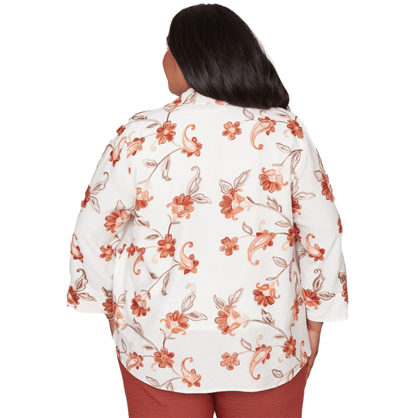 Plus Size Alfred Dunner Spice Market Paisley Floral Collared Two