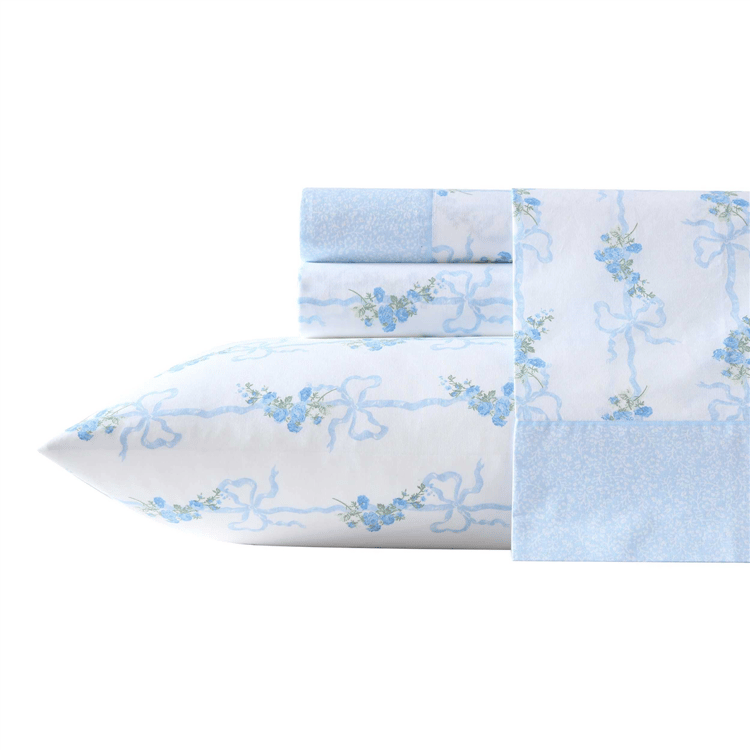 Laura Ashley(R) Floral Ribbon Percale Sheet Set