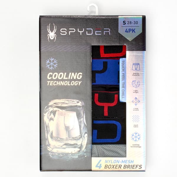 Mens Spyder 4pk. Knit Boxer Briefs - Blue/Black/Grey