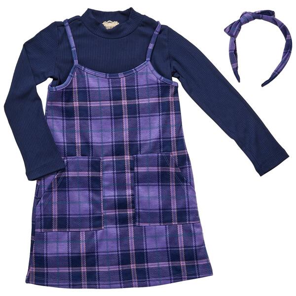 Girls &#40;4-6x&#41; BTween&#40;R&#41; Turtleneck Plaid Dress w/ Pockets - Lavender - image 