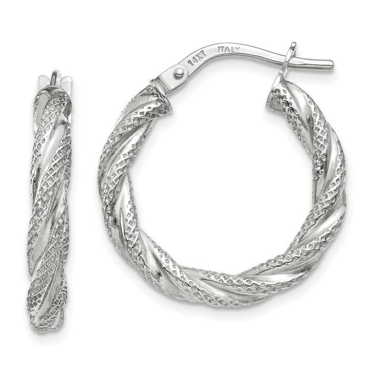 Gold Classics(tm) 20mm White Gold Twist Hoop Earrings