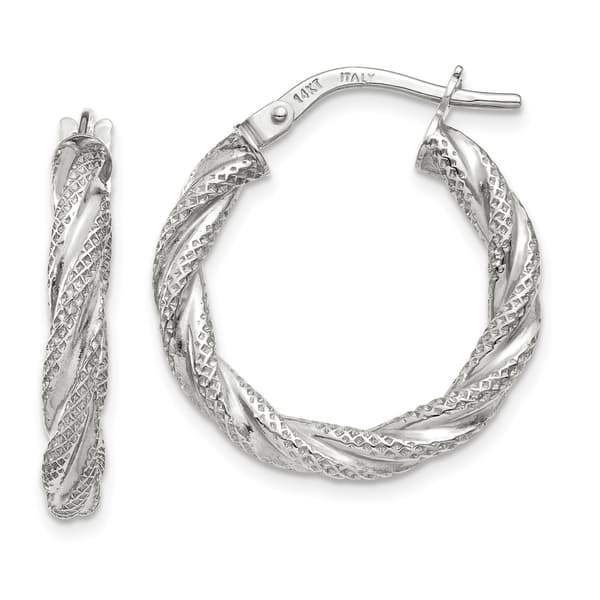 Gold Classics&#40;tm&#41; 20mm White Gold Twist Hoop Earrings - image 