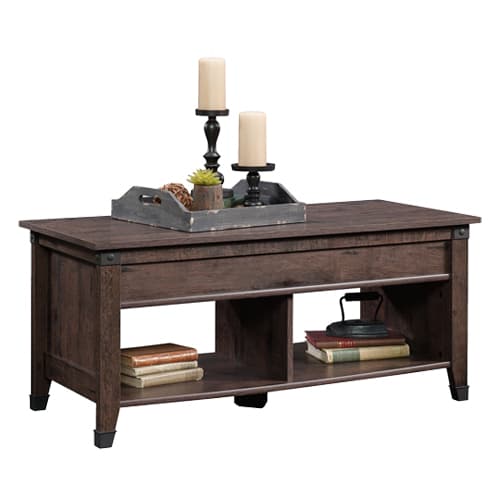 Sauder Carson Forge Lift Top Coffee Table - Coffee Oak