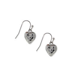 1928 Silver-Tone Etched Heart Mini Drop Earrings