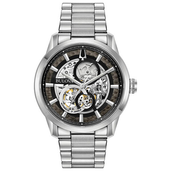 Mens Bulova Automatic Skeleton Dial Watch - 96A208 - image 