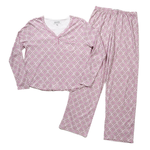 Petite Karen Neuburger Floral Trellis Long Sleeve Pajama Set - image 