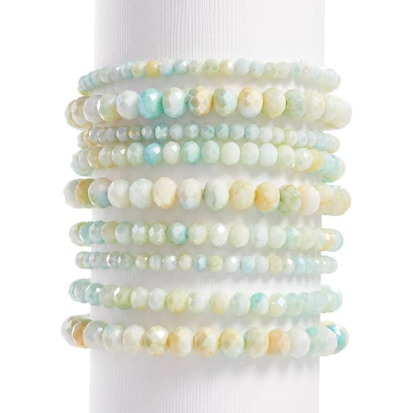 Ashley Cooper(tm) 9pc. Graduated Size Green Faceted Beads Bracelets - image 
