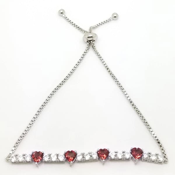 Gianni Argento Silver Garnet & Cubic Zirconia Heart Bracelet - image 
