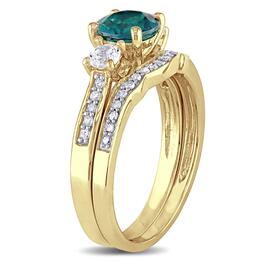 Gemstone Classics&#8482; 10kt. Gold Diamond & Lab Created Emerald Ring