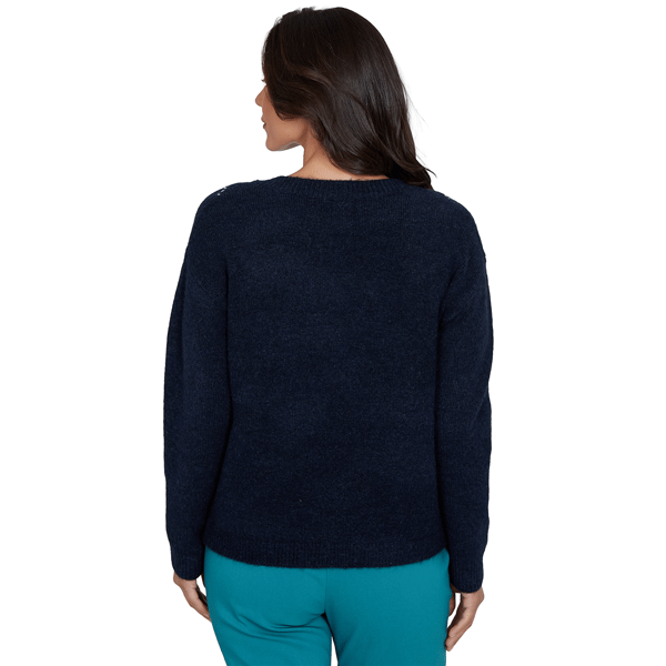 Plus Size Hearts of Palm Autumn Breeze Long Sleeve Argyle Sweater