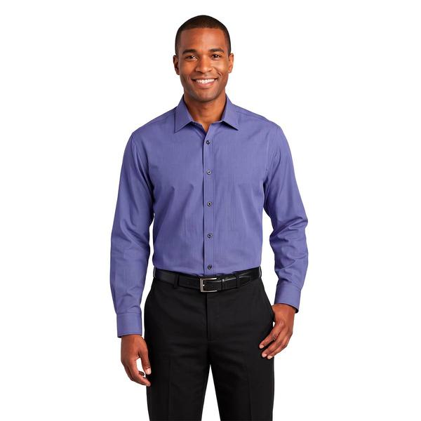 Mens Christian Aujard Regular Fit Stretch Dress Shirt -Steel Blue - image 