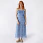 Juniors Pink Rose Print Mesh Empire Ruffle Bust Maxi Dress - image 1