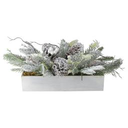Northlight Flocked Berries Pinecones and Foliage Decorative Box