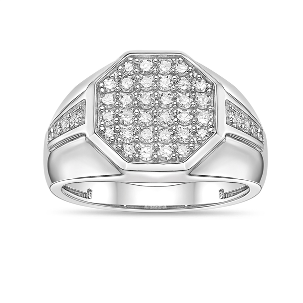 Mens Lynx Sterling Silver 3/4ctw. Lab-Grown Diamond Ring - image 