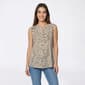 Womens Napa Valley Sleeveless Dove Floral Pleat Henley Blouse - image 1