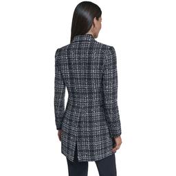 Womens Calvin Klein Long Sleeve Notch Lapel Plaid Blazer
