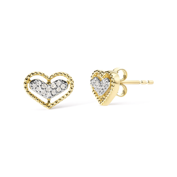 Haus of Brilliance 1/10ctw. Diamond Heart Gold Halo Stud Earrings