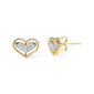 Haus of Brilliance 1/10ctw. Diamond Heart Gold Halo Stud Earrings - image 2