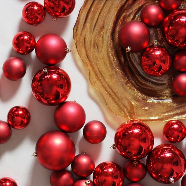 Northlight Seasonal 50ct. 2-Finish Christmas Ball Red Ornaments