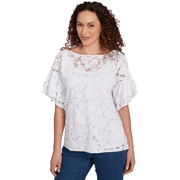 Womens Ruby Rd. Bali Bliss Flutter Sleeve Tropical Blouse