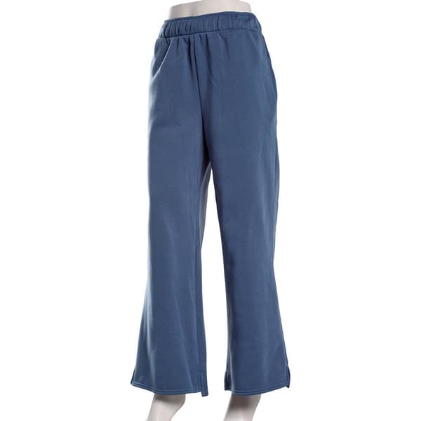 Juniors Derek Heart Fold Over Waist Wide Leg Fleece Sweatpants