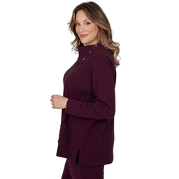 Plus Size Ruby Rd. Premium Luxe Rib Cable Knit Trim Sweater