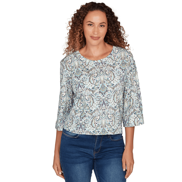 Womens Skyes the Limit Fresh Start Elbow Sleeve Crew Neck Top W
