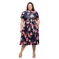Plus Size 24/7 Comfort Apparel Navy Floral Flare Midi Dress - image 2