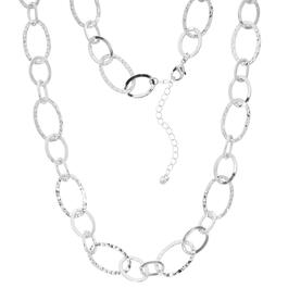 Design Collection Silver-Tone Hammered Oval Links Chain Necklace