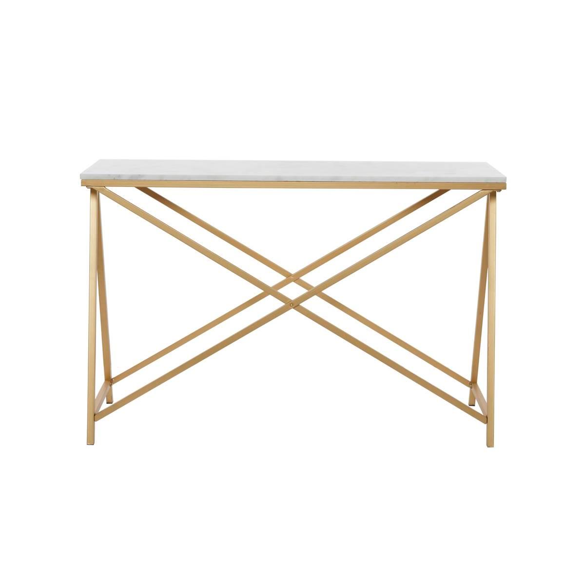 9th & Pike(R) White Metal Contemporary Console Table