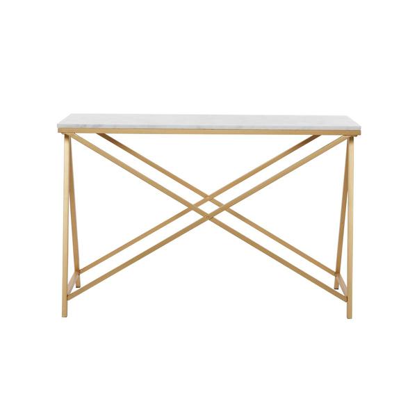 9th & Pike(R) White Metal Contemporary Console Table - image 
