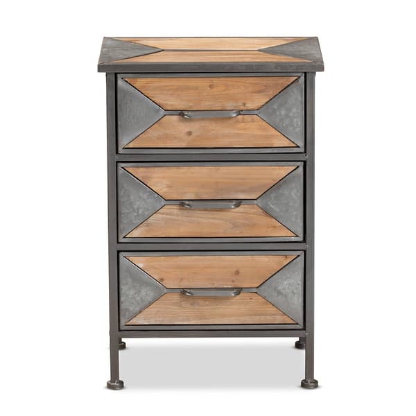 Baxton Studio Laurel Oak Brown Finished Wood 3-Drawer Nightstand