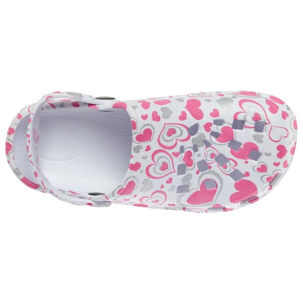Big Girls Foam Walk&#174; Silver & Pink Heart Clogs