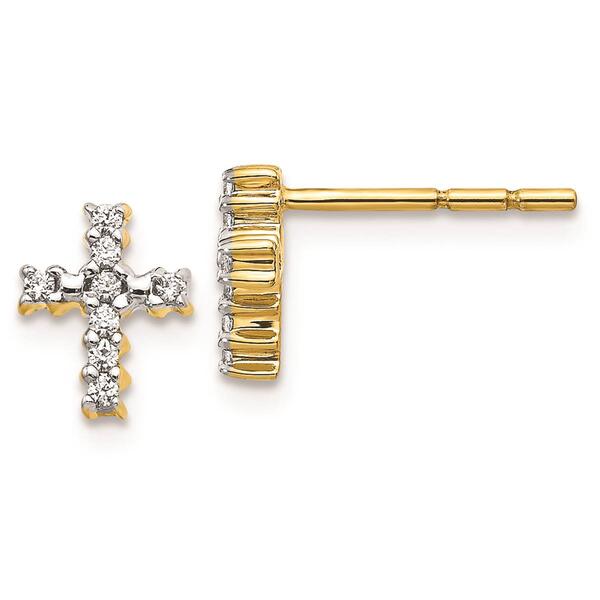 Pure Fire 14kt. Gold Lab Grown Diamond Cross Post Earrings - image 