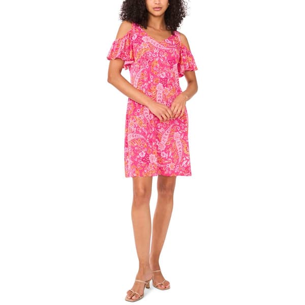 Petite MSK Cold Shoulder Paisley Swing Shift Dress