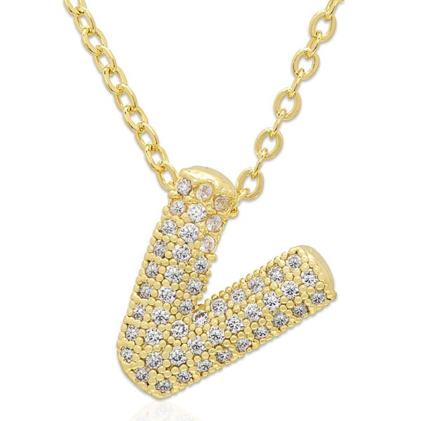Accents by Gianni Argento 14kt. Gold Bubble Initial V Pendant - image 