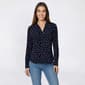 Womens Adrianna Papell Long Sleeve V Neck Brushed Dot Blouse - image 1