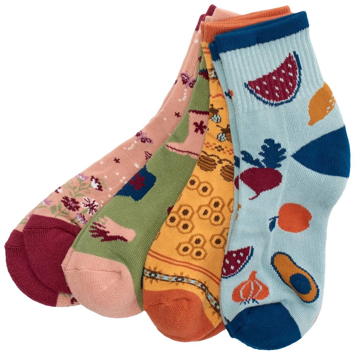 Womens MUK LUKS® 4pk. Quarter Crew Garden Novelty Socks