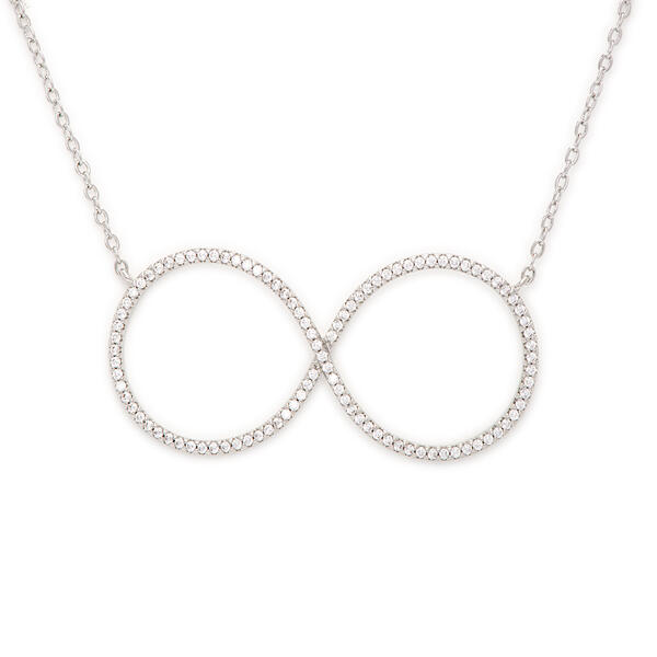 Silver Plated Cubic Zirconia Infinity Pendant Necklace - image 