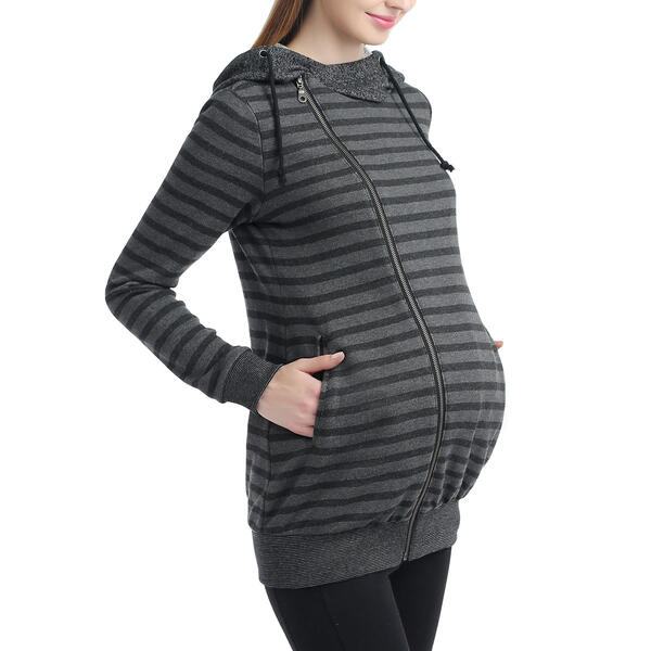 Womens Glow & Grow&#174; Striped Maternity Hooded Jacket