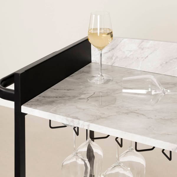 South Shore City Life Black Bar Cart w/Wine Glass Rack