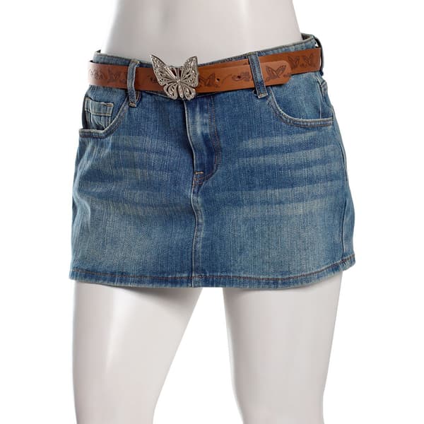 Juniors Madden Girl Butterfly Belt Denim Skirt