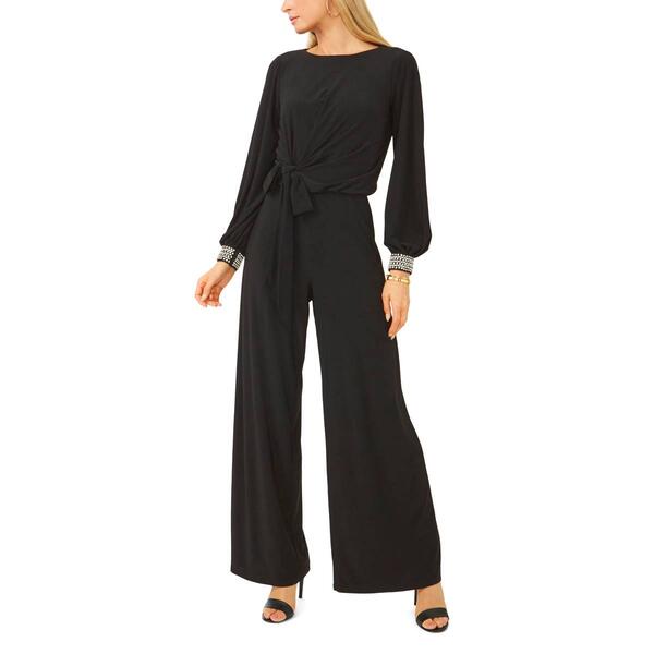 Womens MSK Long Sleeve Rhinstone Cuff Tie Waist Jumpsuit - image 