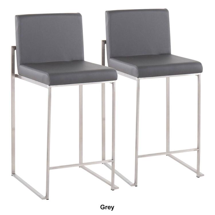 LumiSource Fuji Contemporary High Back Counter Stools - Set of 2